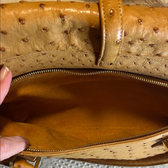 Brooks Brothers Tan Genuine Ostrich Leather Satchel - Picture 12 of 13
